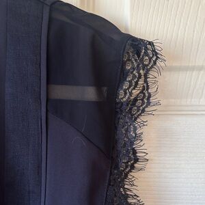 Express Elegant Navy Lace Sleeve Blouse